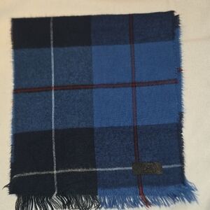 Luxury Wool Check Scarf - Navy, Cobalt & Red Tartan
